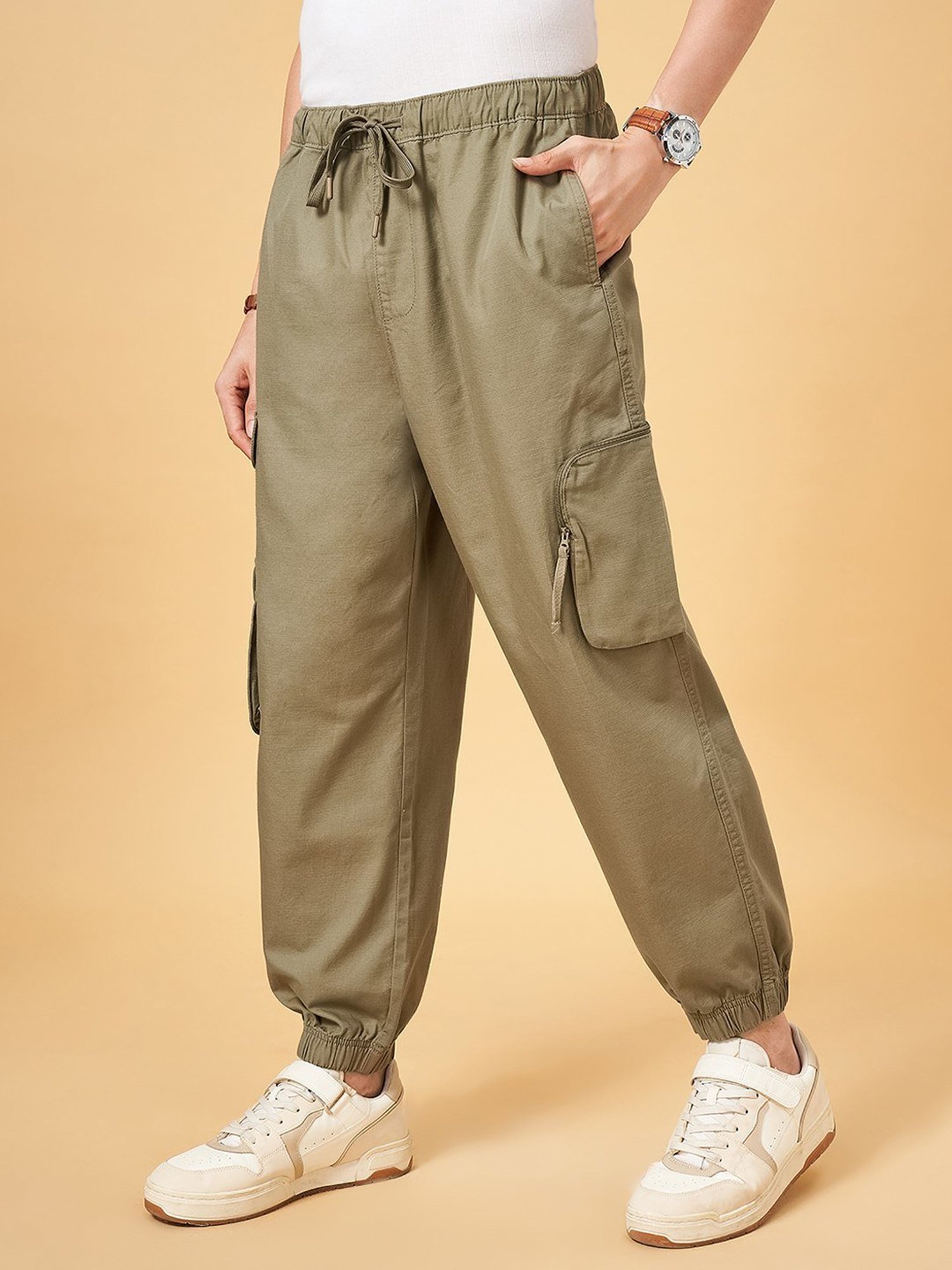 Urban Ranger By Pantaloons Bluish Olive Loose Fit Joggers