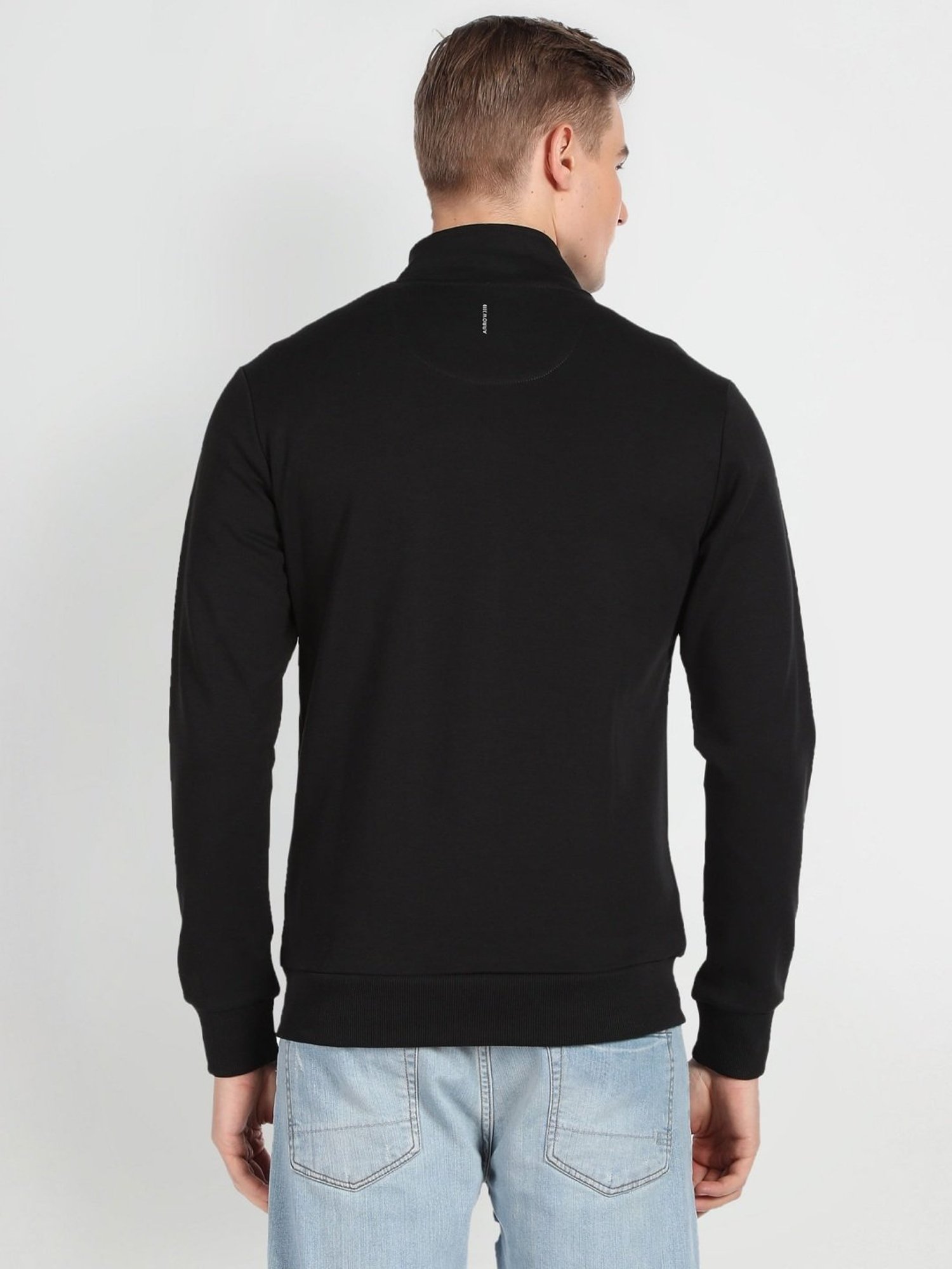 Arrow Newyork Black Cotton Regular Fit Sweatshirt