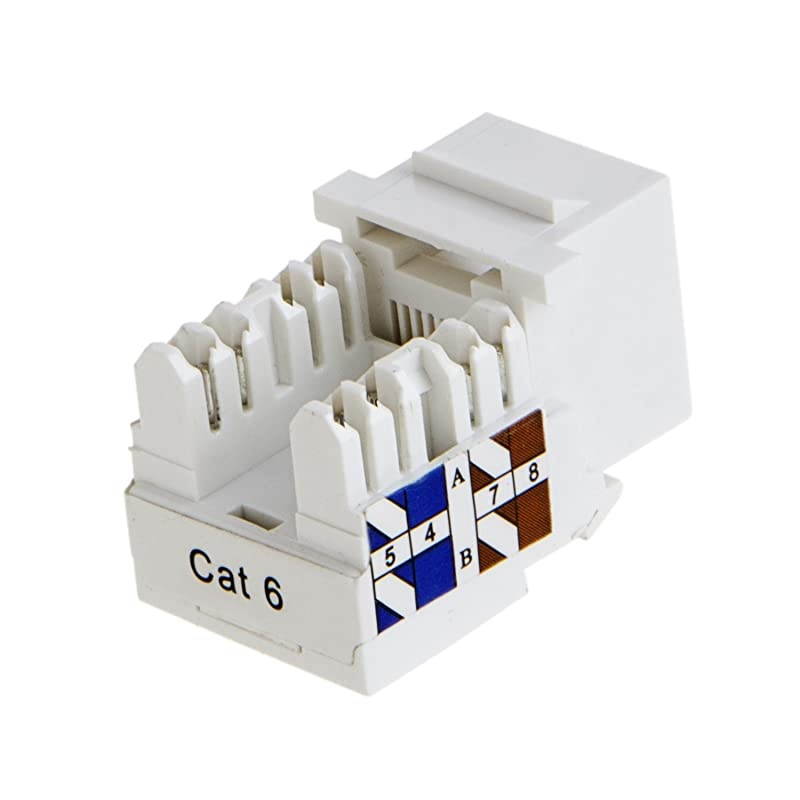 10-Pack Cat6 RJ45 Keystone Jack Module Connector Network Coupler Ethernet Wall Jack, White