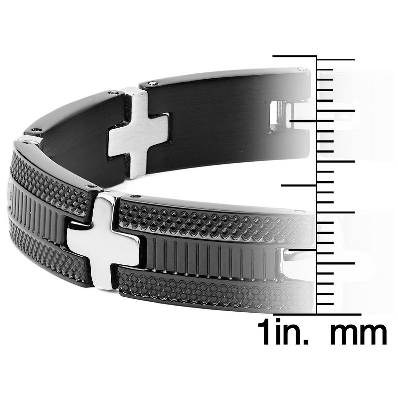 Men's Crucible Blackplated Stainless Steel Textured Link Bracelet