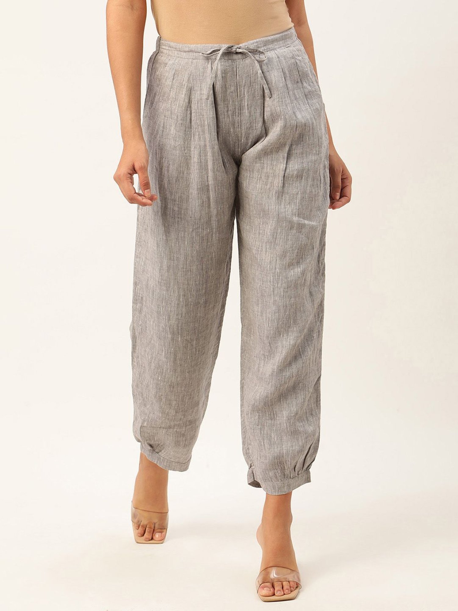 Rooted Greyish Blue Textured Trousers