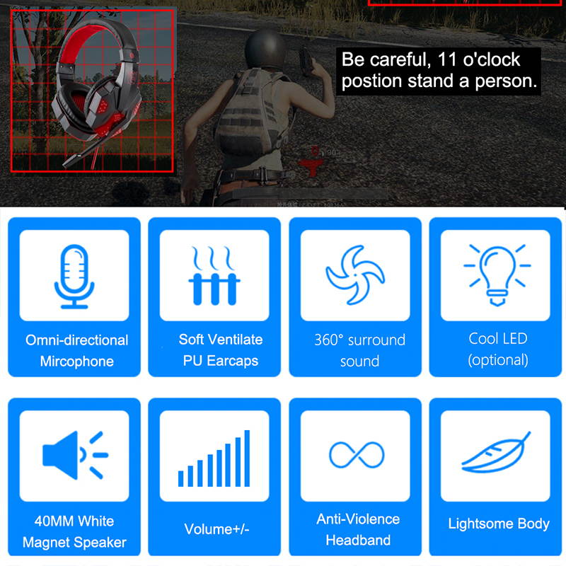 SpeedSpider Professional Led Light Gamer Headset for Computer PS4 Gaming Headphones Adjustable Bass Stereo PC Wired Headset With Mic