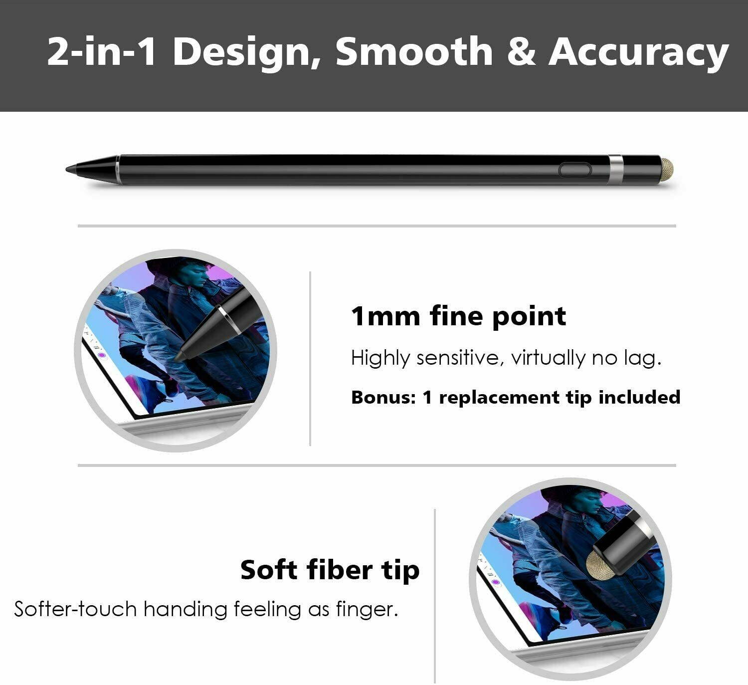 MoKo Active Stylus Palm Rejection Digital Pen for iPad Pro 11/12.9" 2020/Air 3rd