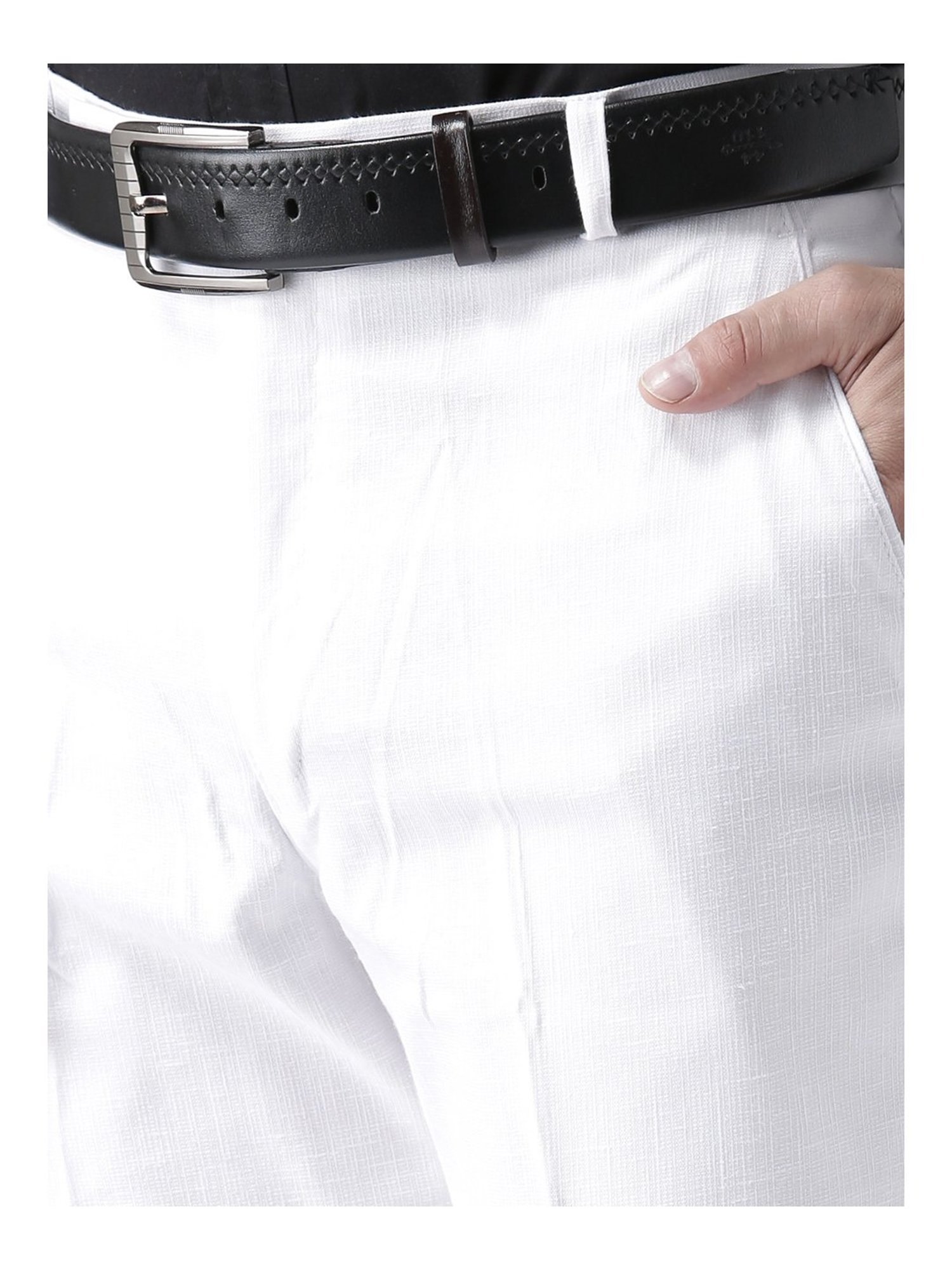 Hang Up White Regular Fit Pleated