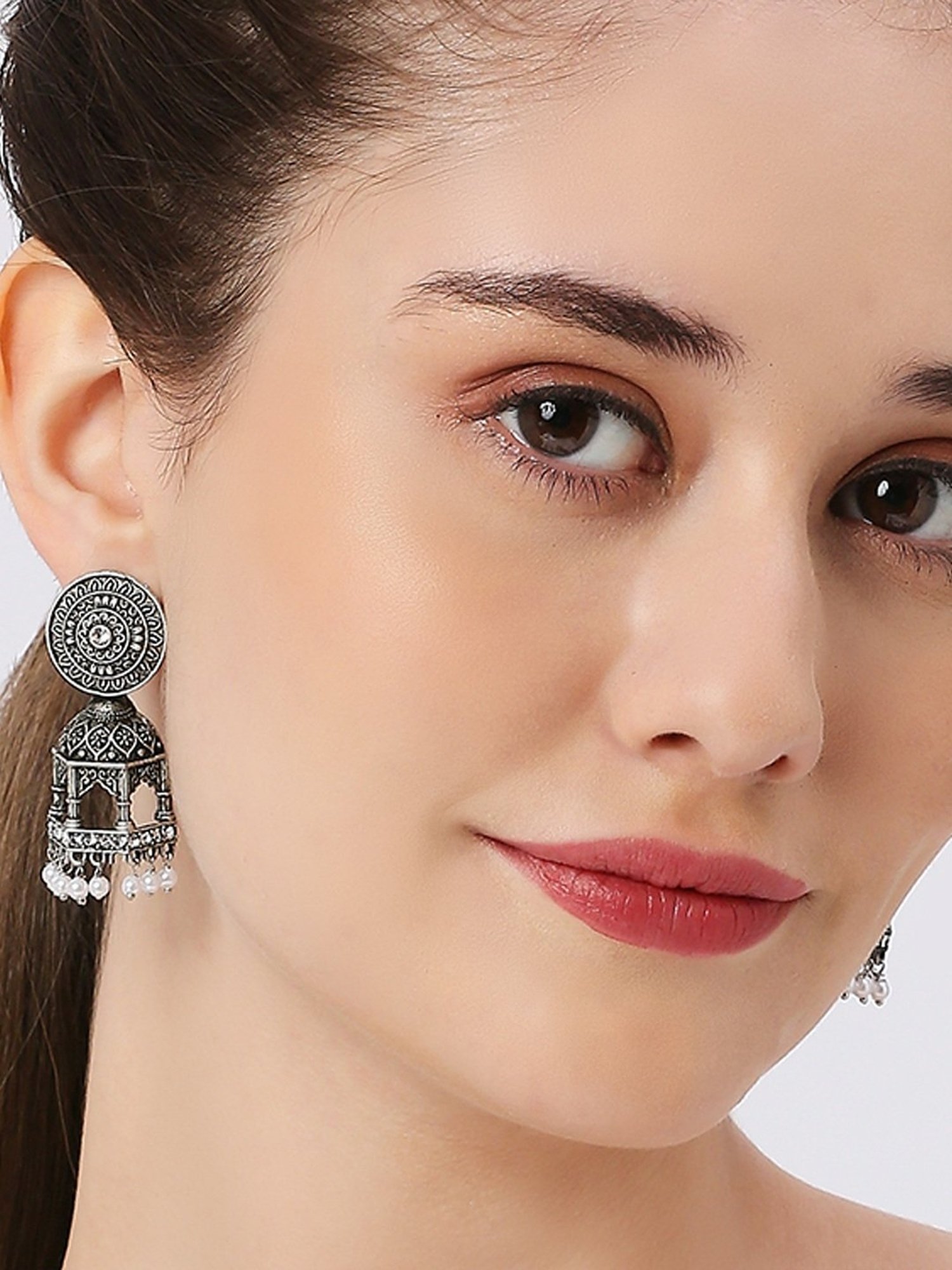 Oomph Jewellery Oxidized Silver Look Alike Dangler Earrings