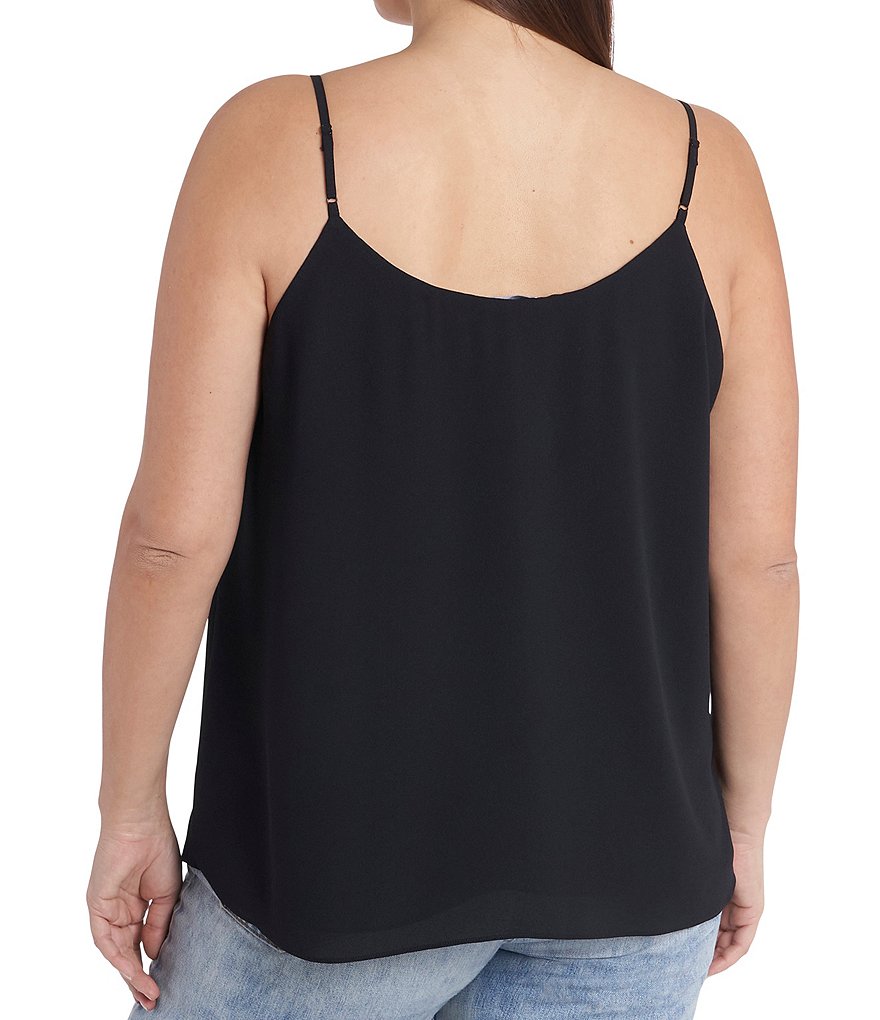 1. STATE Plus Size Sheer Inset Sweetheart Neck Sleeveless Tank