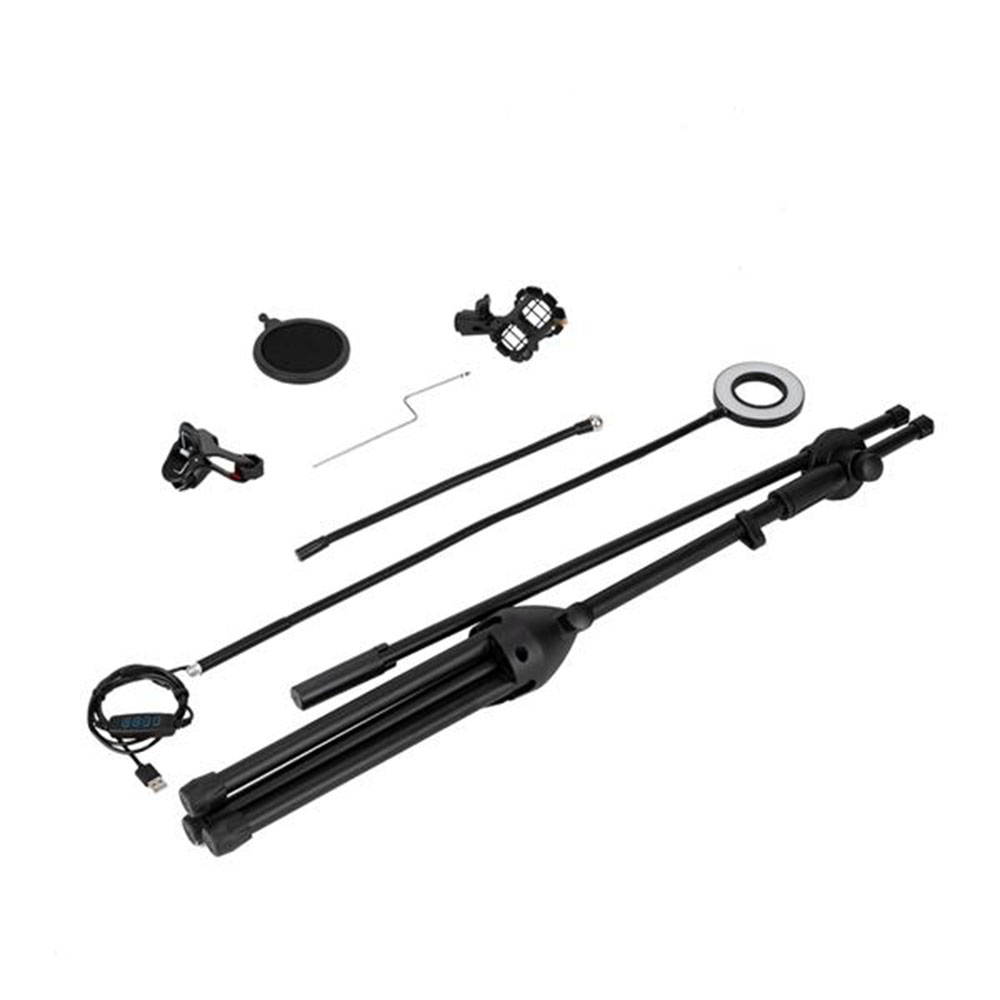 3.5" Selfie Ring Light with Tripod Stand & Cell Phone Holder & Mic stand & Pop Filter for Live Stream / Makeup Compatible with iPhone and Android Smartphone