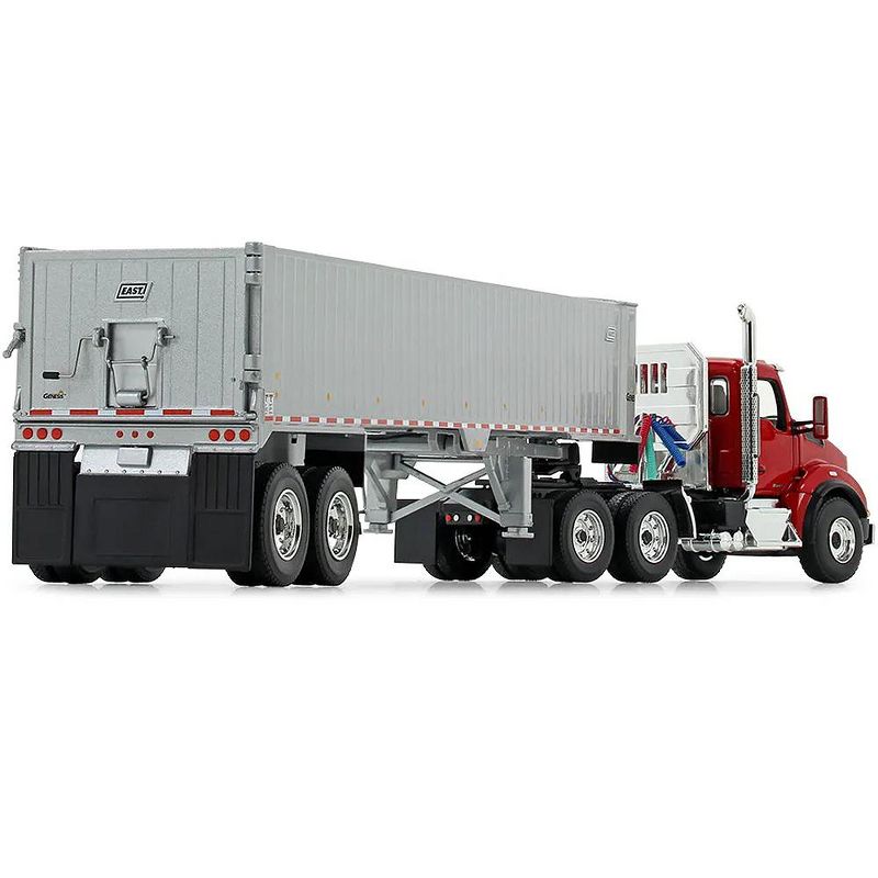 Kenworth T880 Day Cab with East Genesis End Dump Trailer Viper Red and Silver 1/50 Diecast Model by First Gear