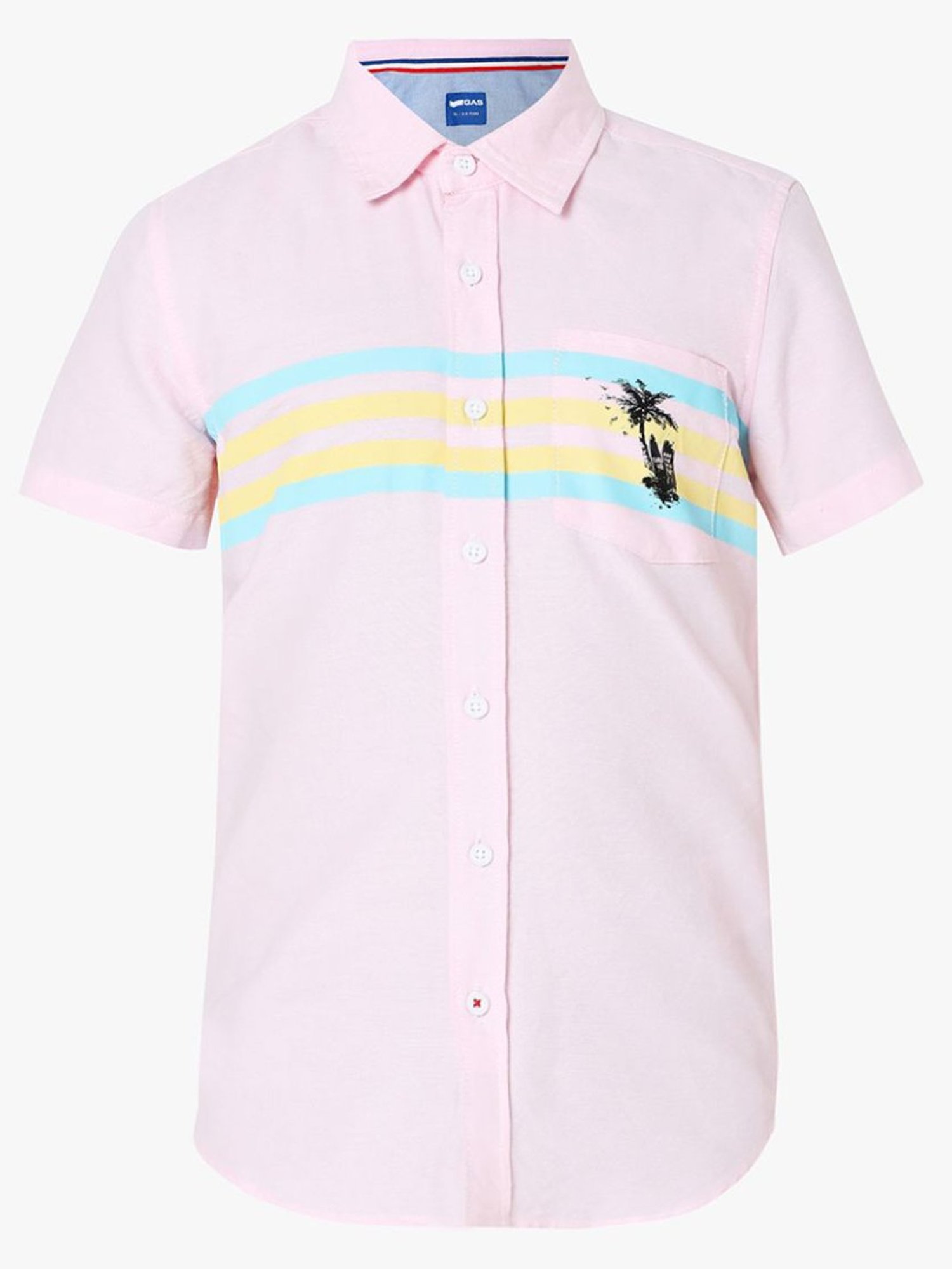 GAS KIDS Pink Cotton Striped Shirt