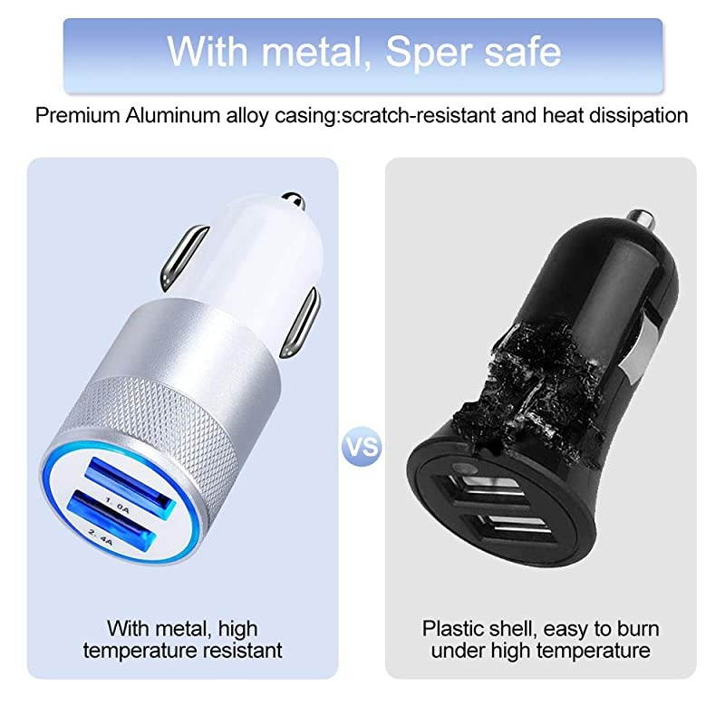 Car Charger,2-Pack 5V/3.4A Fast Charging Dual Port Car Charger Adapter Compatible iPhone 12 11 Pro,Xs,XR,Xs Max,8 7 SE,Samsung Galaxy S20 S21 A10e A20 A50 A80 S10e S9,Note 20 10 9 8, Pixel, Nexus