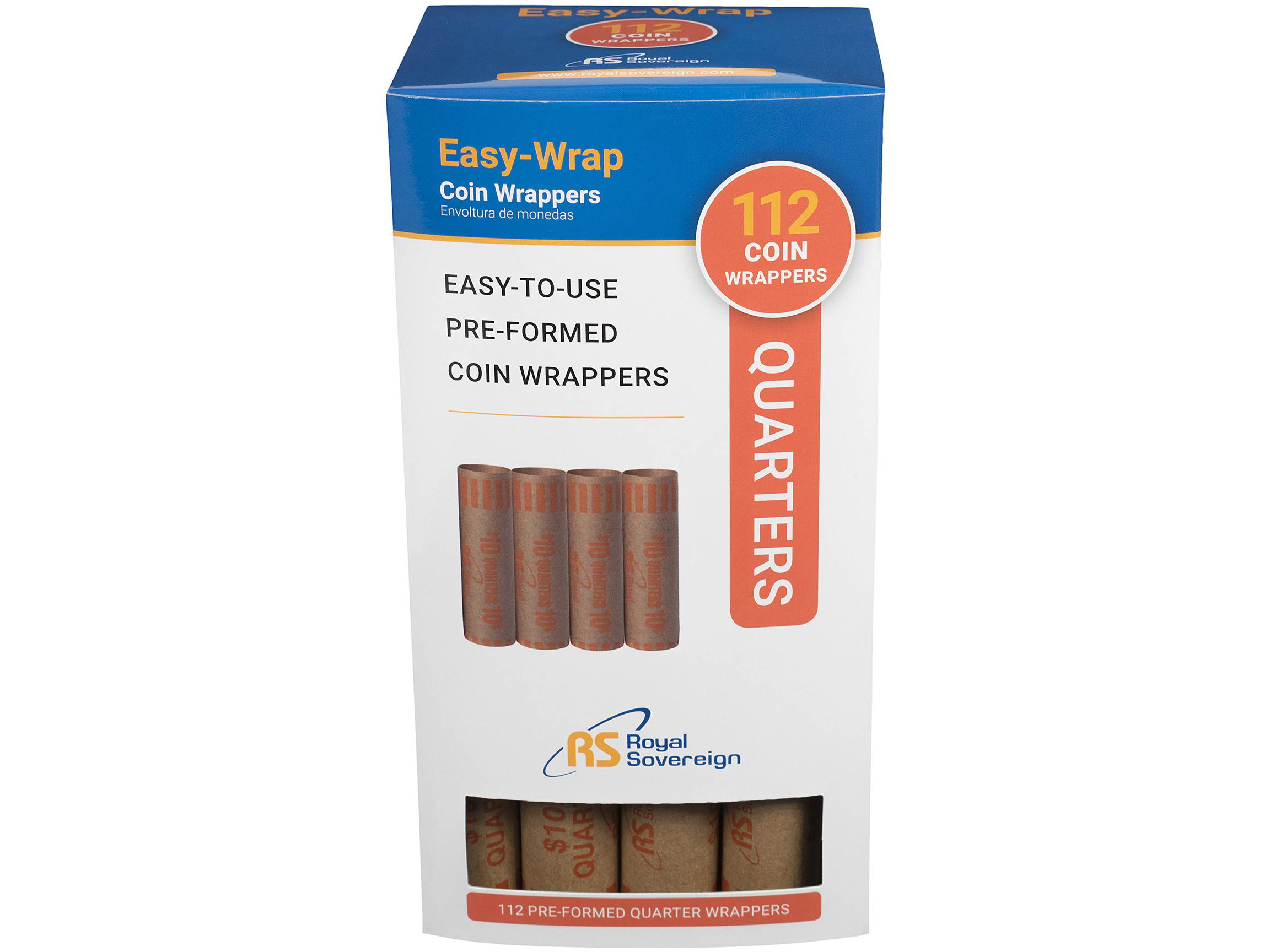 Royal Sovereign FSW-112Q-CA Quarter Coin Wrapper Preformed, 112/Pack