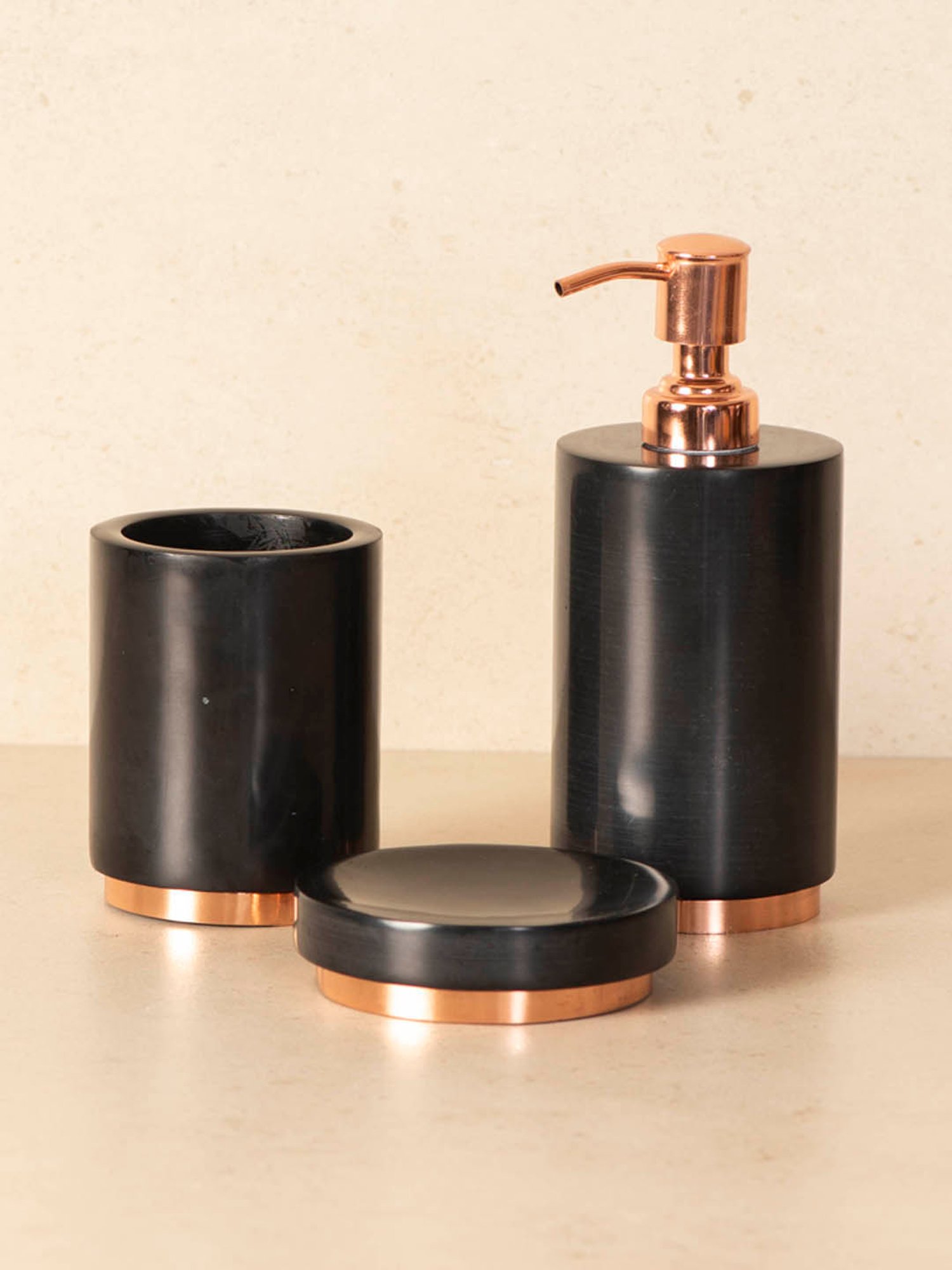 THE DECOR REMEDY Black & Gold Marble Bath Accessory Set