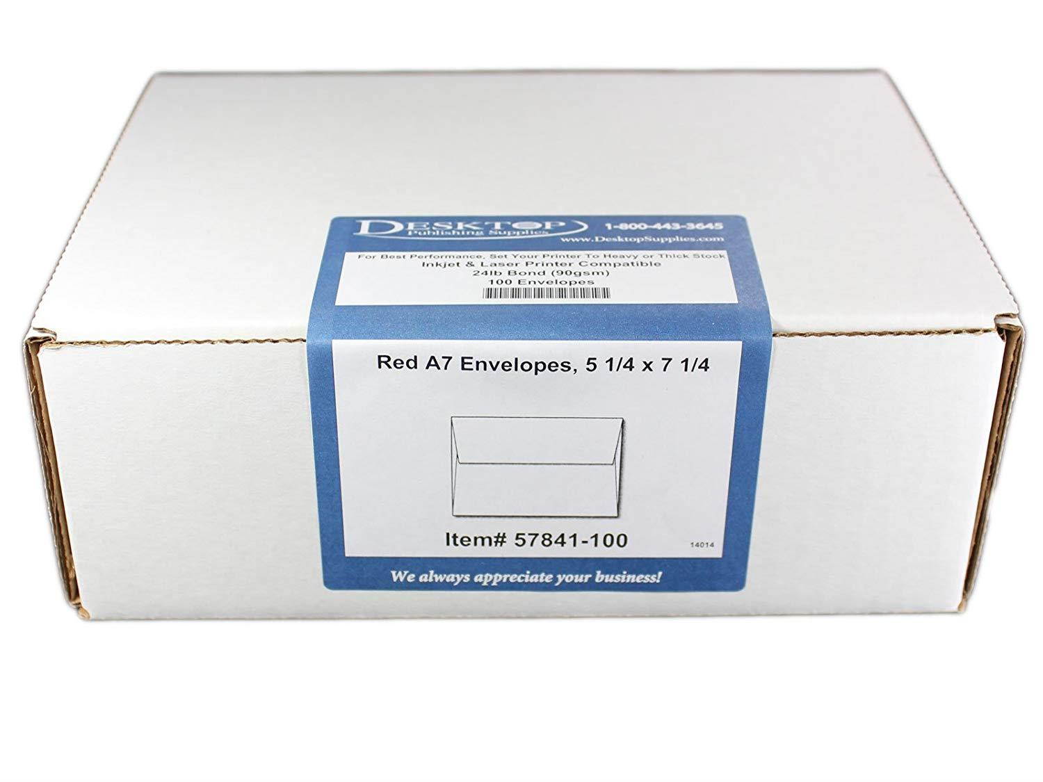 Red A7 Envelopes, 5 1/4 x 7 1/4-100 Envelopes - Desktop Publishing Supplies&trade; Brand Envelopes