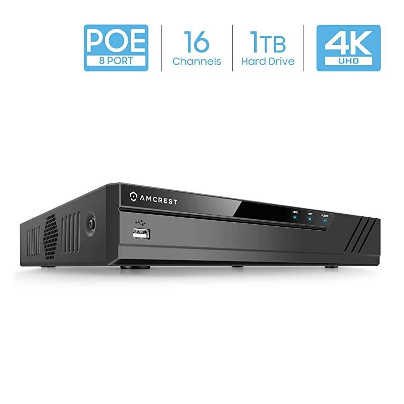NV4116E-1TB (16CH 720p/1080p/3MP/4MP/5MP/6MP/8MP/4K) Network Video Recorder, 16CH (8-Port PoE) NVR - Supports up to 16 x 8-Megapixel IP Cameras, Pre-Installed 1TB Hard Drive (NV4116E-1TB)