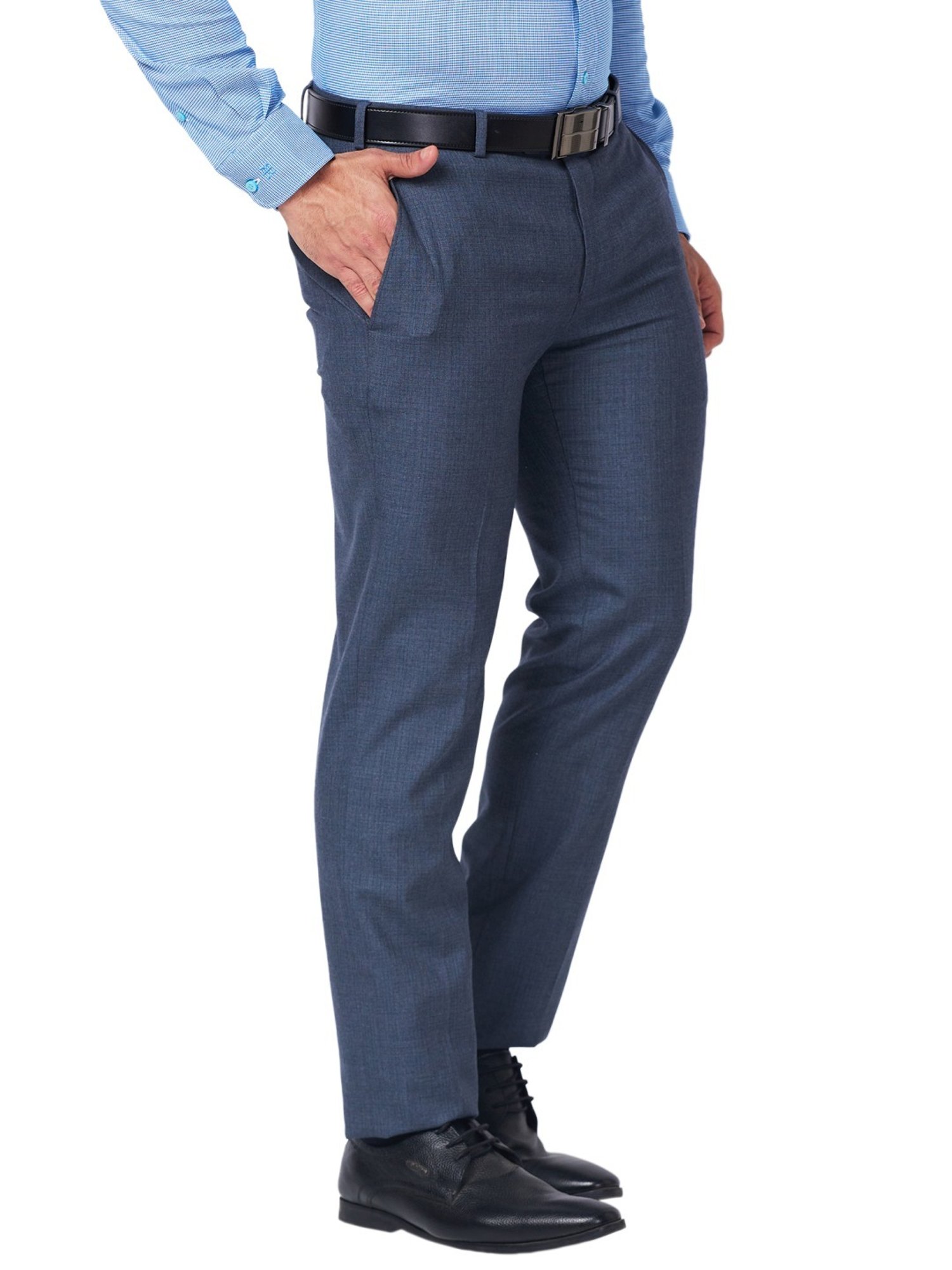 Raymond Blue Slim Fit Checks Trousers