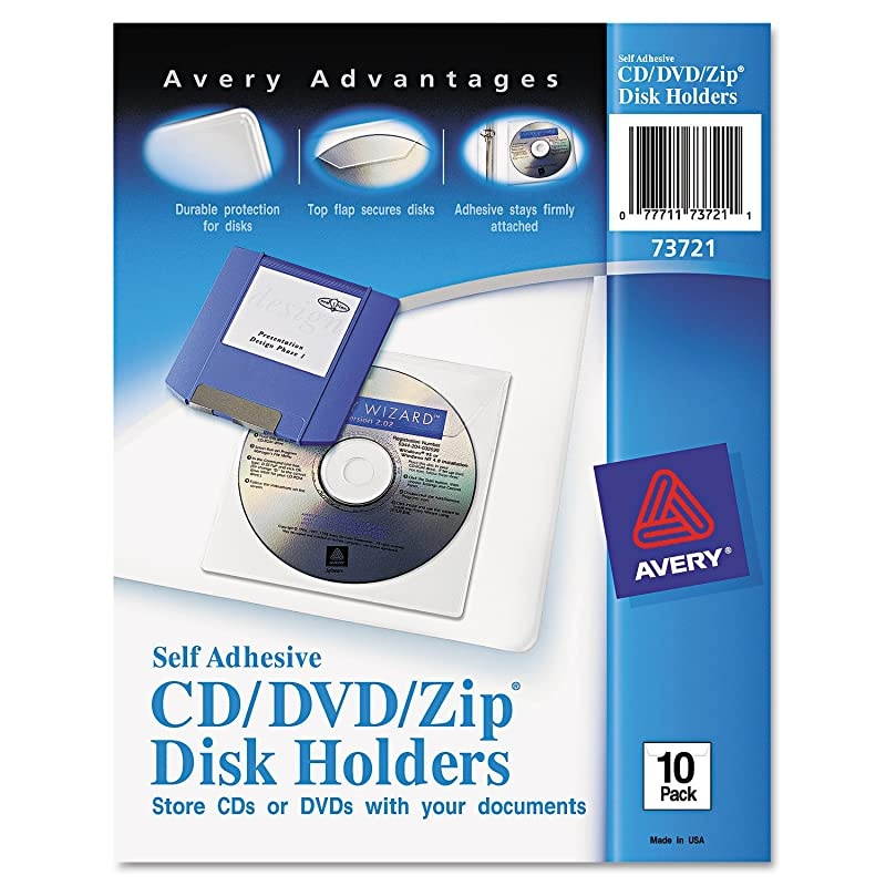 SelfAdhesive CDDVDZip Pockets Pack of 10 73721