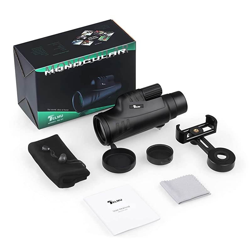 10X42 Monocular Telescope IPX7 Waterproof with Smartphone Holder BAK4 Prism and FMC Objective Lens Ideal for Bird Watching Concerts Viewing Hunting