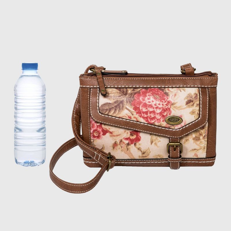 VR NYC Magnetic Strap Closure Mosaic Design Denim Laser Cut Crossbody Bag - Blue