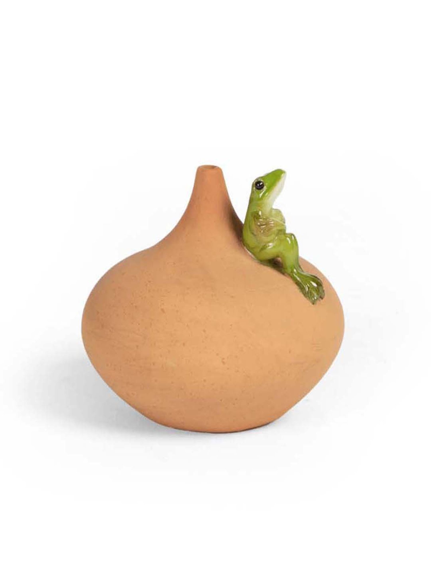 Home4U Brown & Green Polyresin 6 cm Toad Frog Showpiece - Set of 1