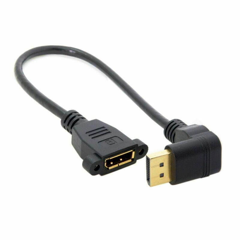 Down Angled 90 Degree DisplayPort DP Male to Female Extension Cable with Screw Mount Hole for HDTV Monitor PC Black 30cm