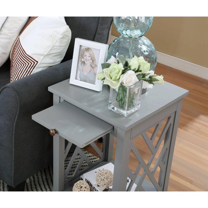 Middlebury Wood End Table with Tray Shelf and Bottom Shelf Gray - Alaterre Furniture
