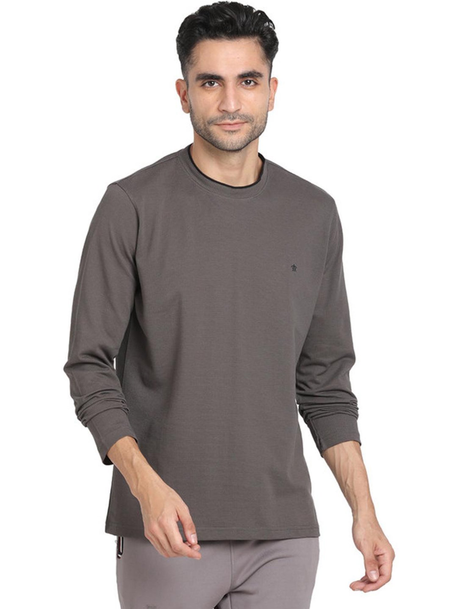 Turtle Grey Cotton Slim Fit T-Shirts