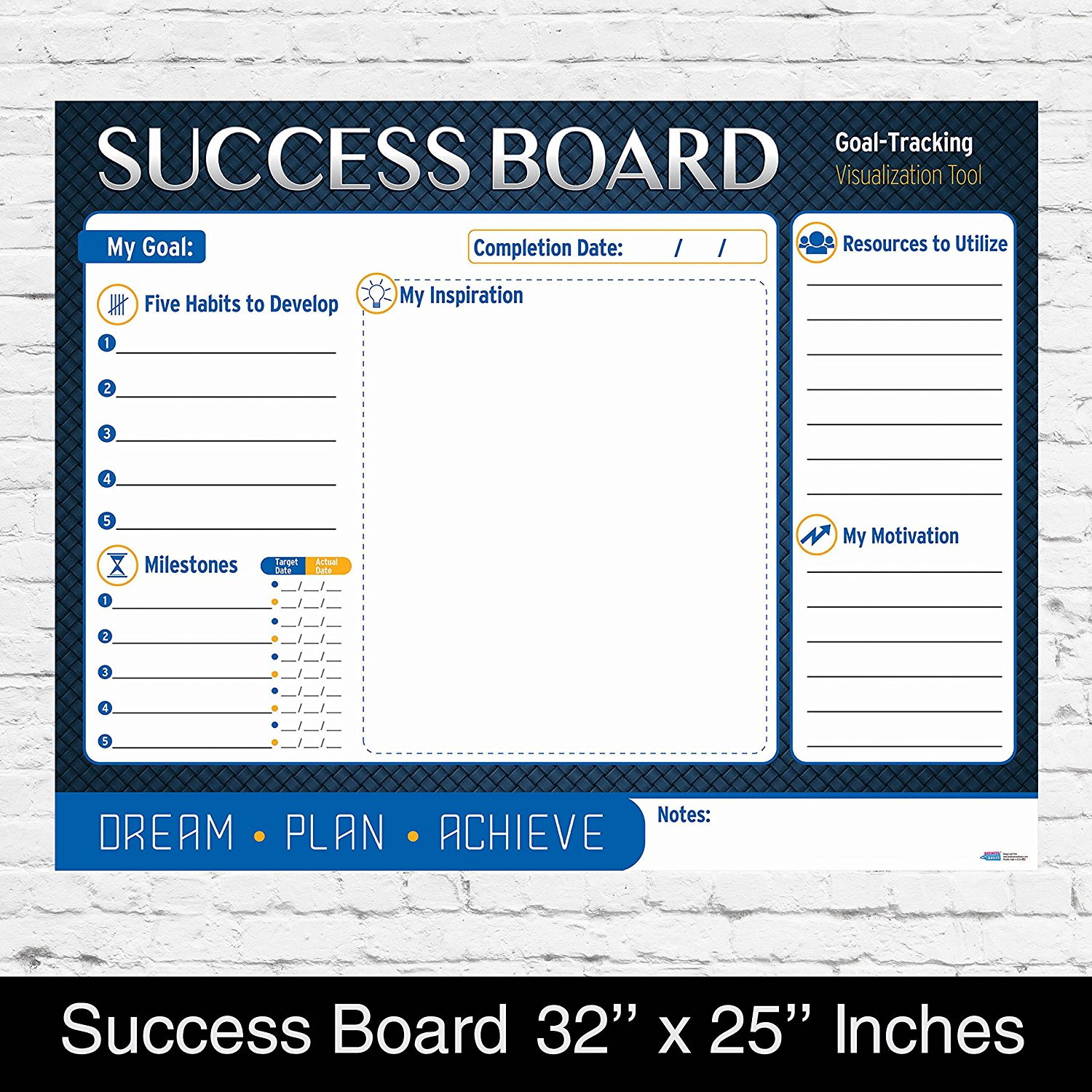 Personal Planning Success Board by Business Basics Wall Master Strategic Project Goal Setting Dry or Wet Erase Poster Perfect for Home & Office Work Use For College Students and CEO Entrepreneurs!