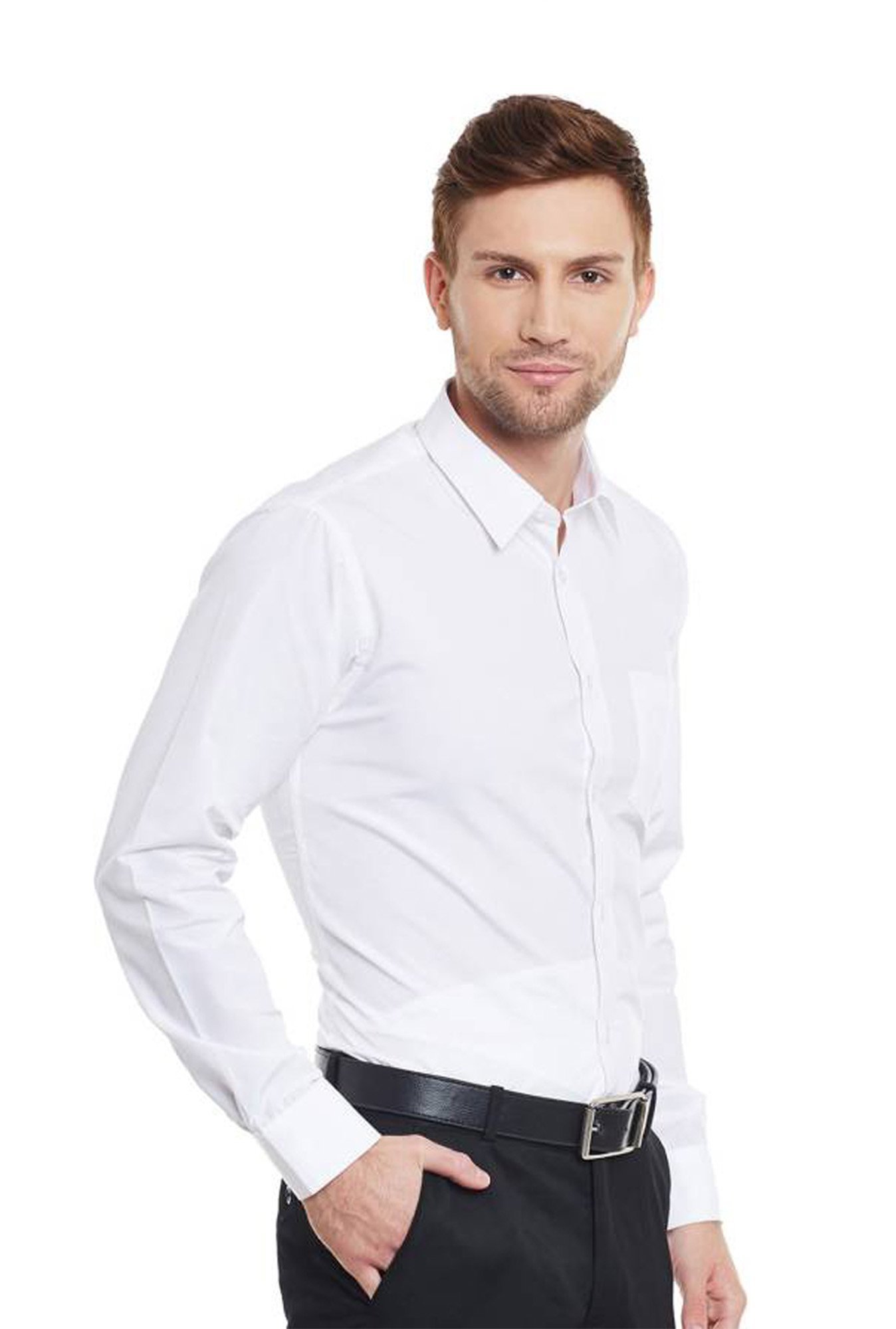 Hancock White Slim Fit Solid Shirt