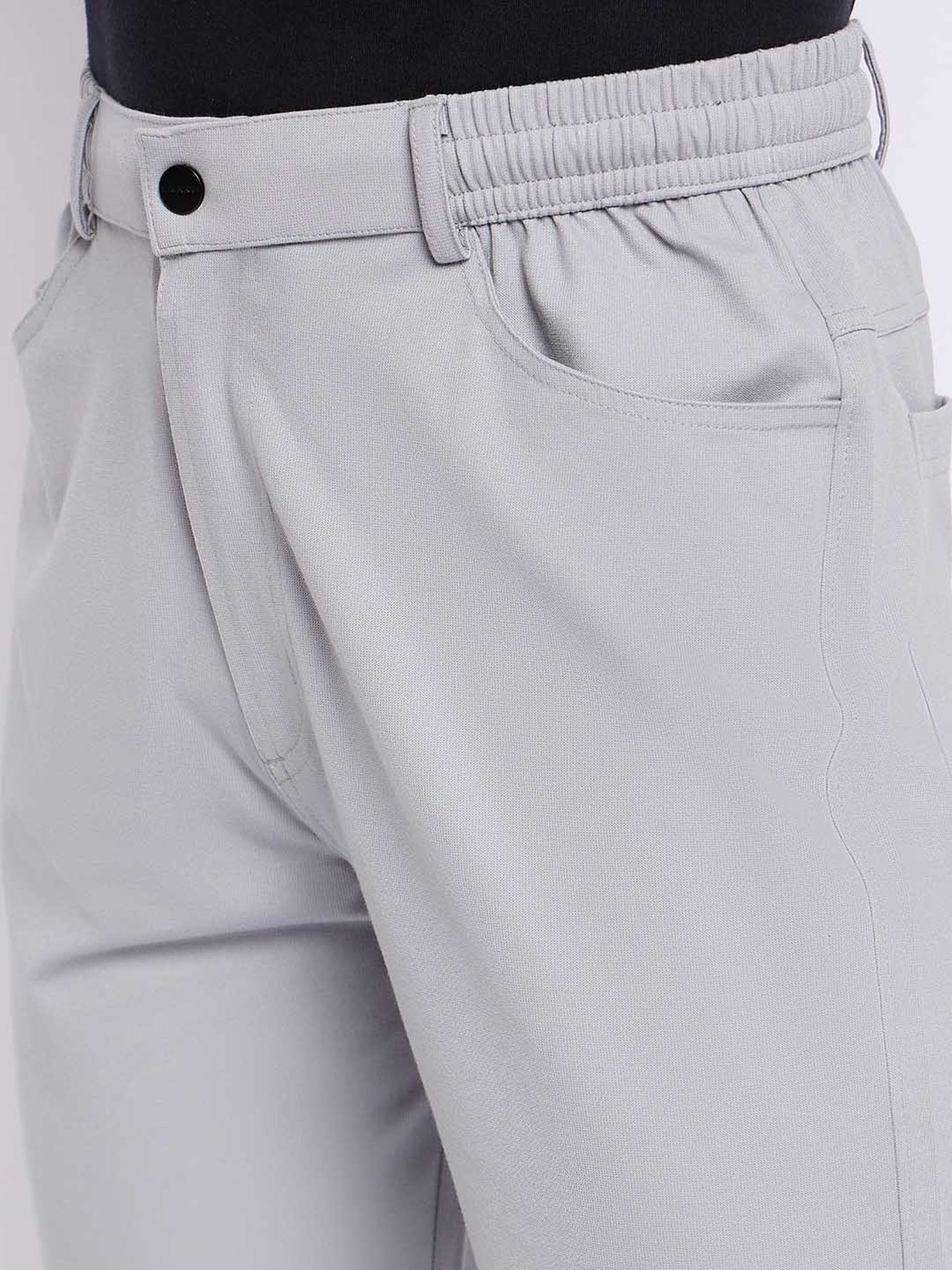Okane Grey Regular Fit Flat Front Trousers