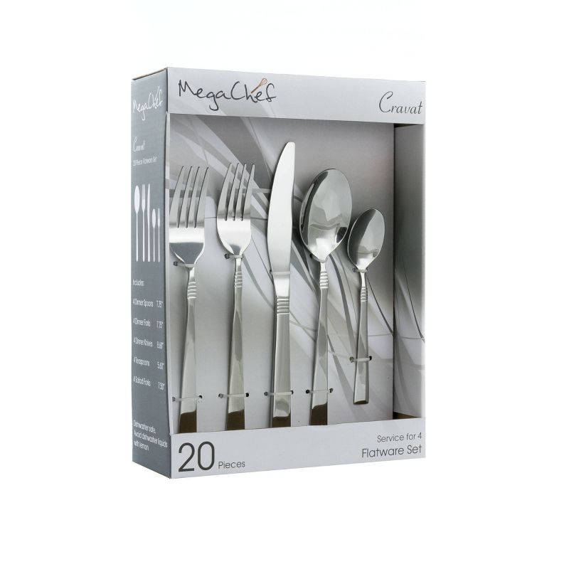 20pc Stainless Steel Cravat Silverware Set Silver - MegaChef