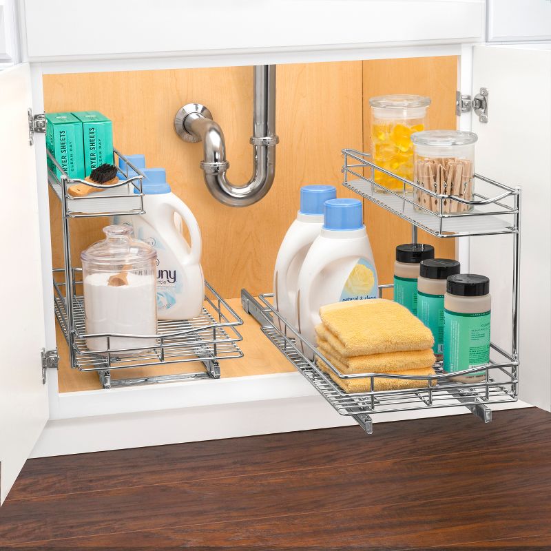 Link Professional 11.5" x 18" Slide Out Under Sink Cabinet Organizer - Pull Out Two Tier Sliding Shelf