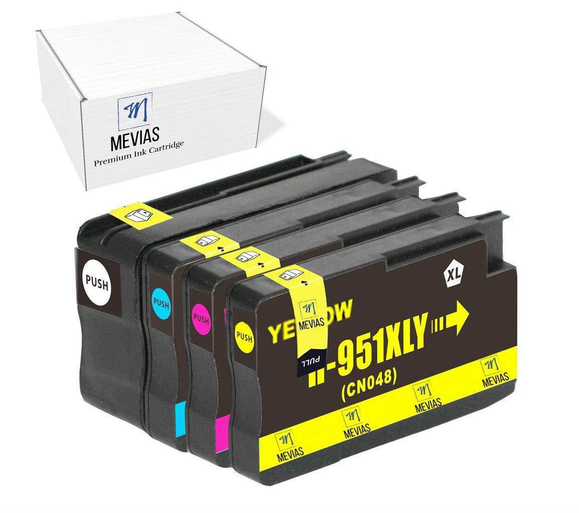 Mevias Compatible Ink Cartridge w New Chip Replacement for 950XL 951XL OfficeJet Pro 8100 8600 8610 8615 8620 8625 8630 8640 251DW 271DW 276DW Printer BCMY 4-Pack (1 Black 1 Cyan 1 Magenta 1 Yellow)