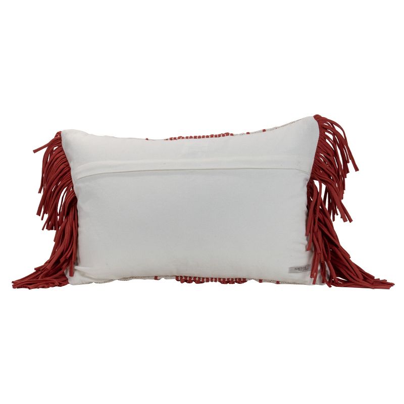 Diamond Pattern Hand Woven 14x22" Decorative Cotton Throw Pillow with Hand Sewn Jersey Fringe - Foreside Home & Garden