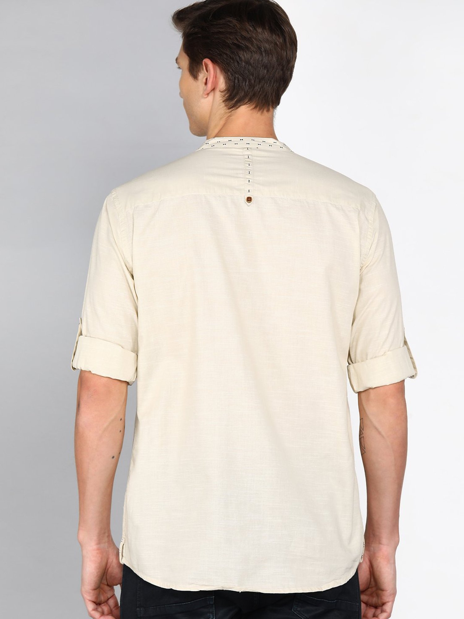 Kuons Avenue Beige Slim Fit Shirt