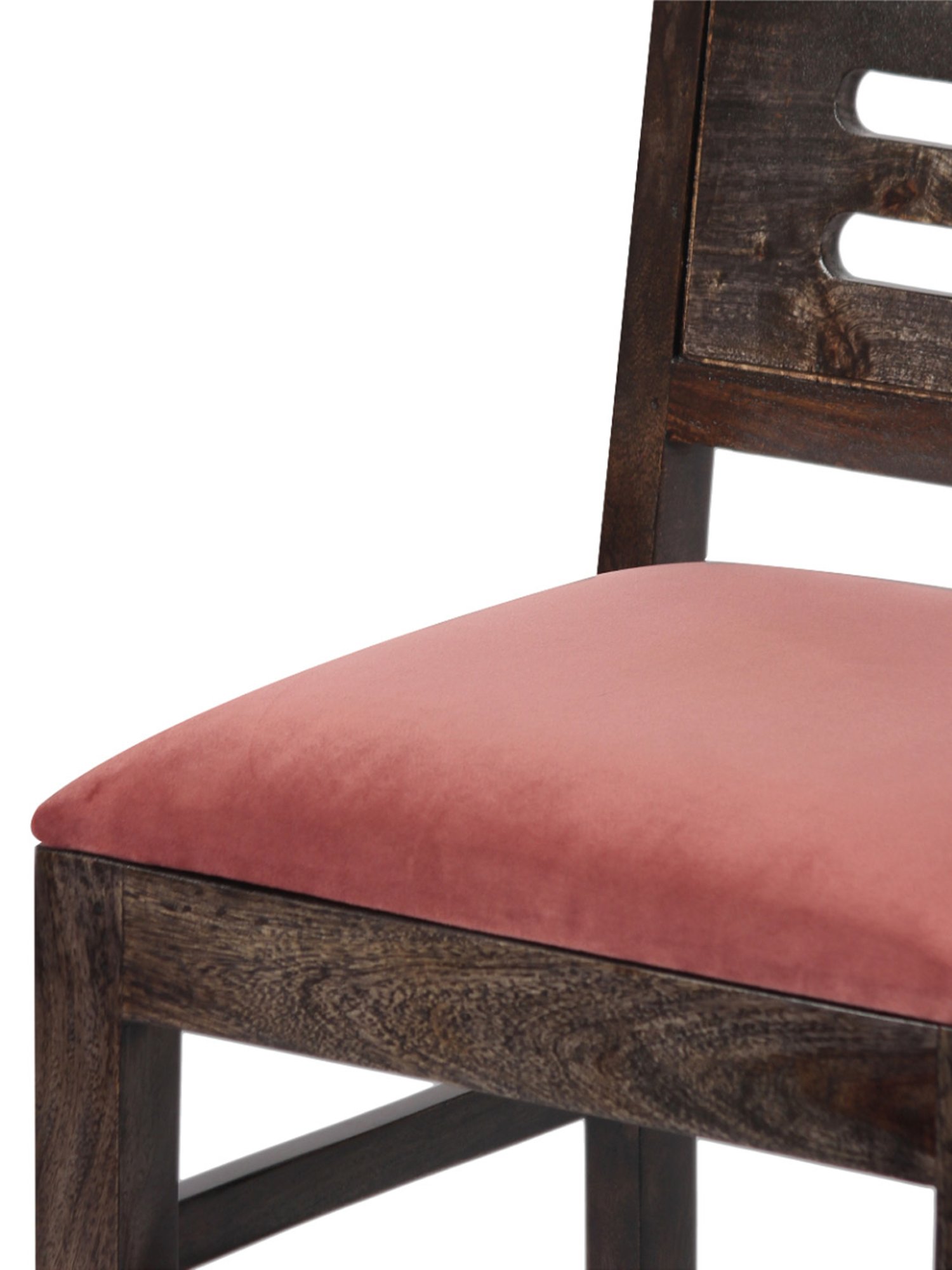 Ikiriya Rosslyn Solid Dark Brown & Pink Wood Dining Chair Mahogany Finish - Set of 2