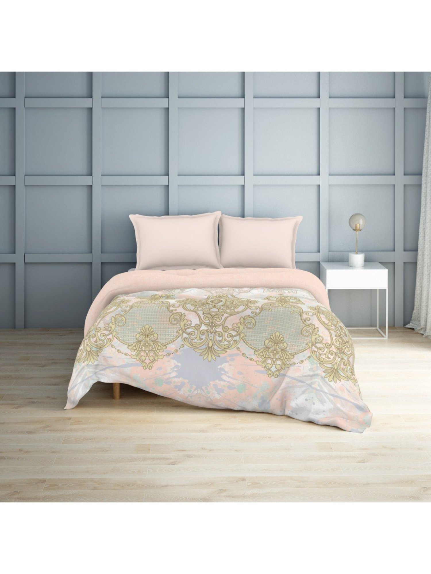 Spaces Printed Grey 180 TC Cotton Double Quilt