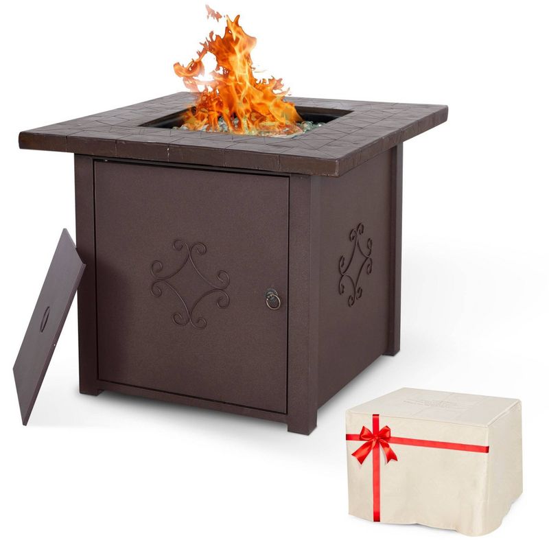 30" Steel Propane Fire Pit Table with Cover - Nuu Garden