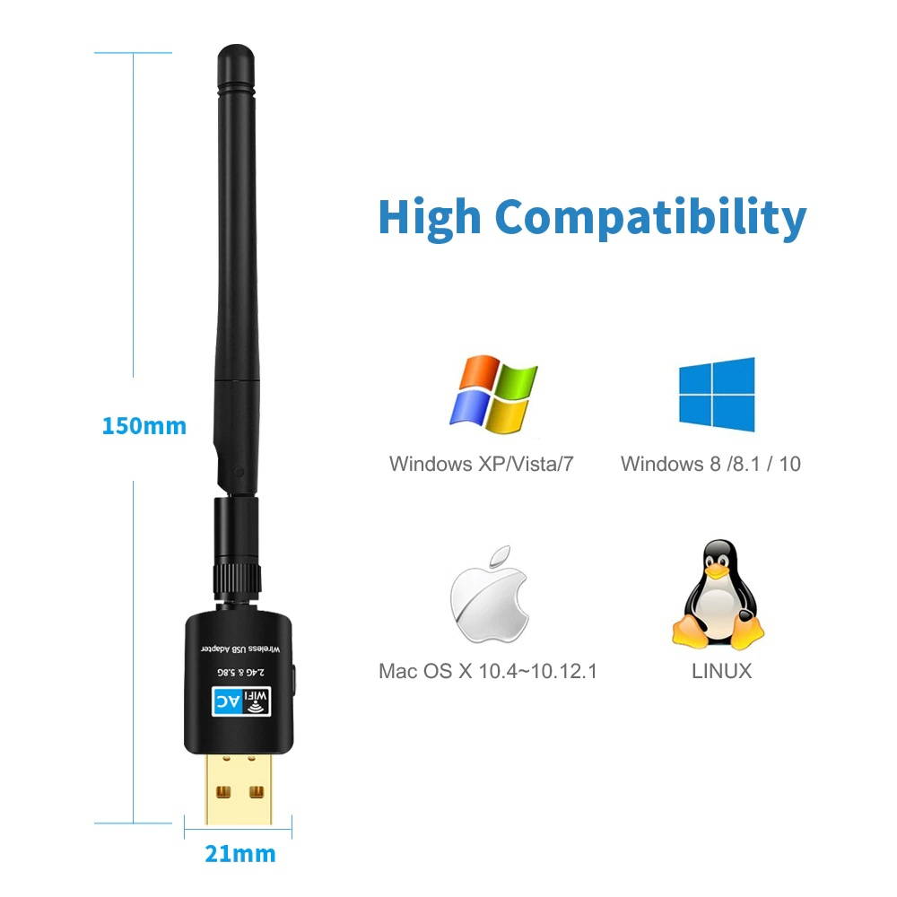 Sale 600Mbps USB Wifi Adapter 5.8GHz+2.4GHz USB Wifi Receiver Wireless Network Card usb wifi High Speed Antenna Wifi Adapter