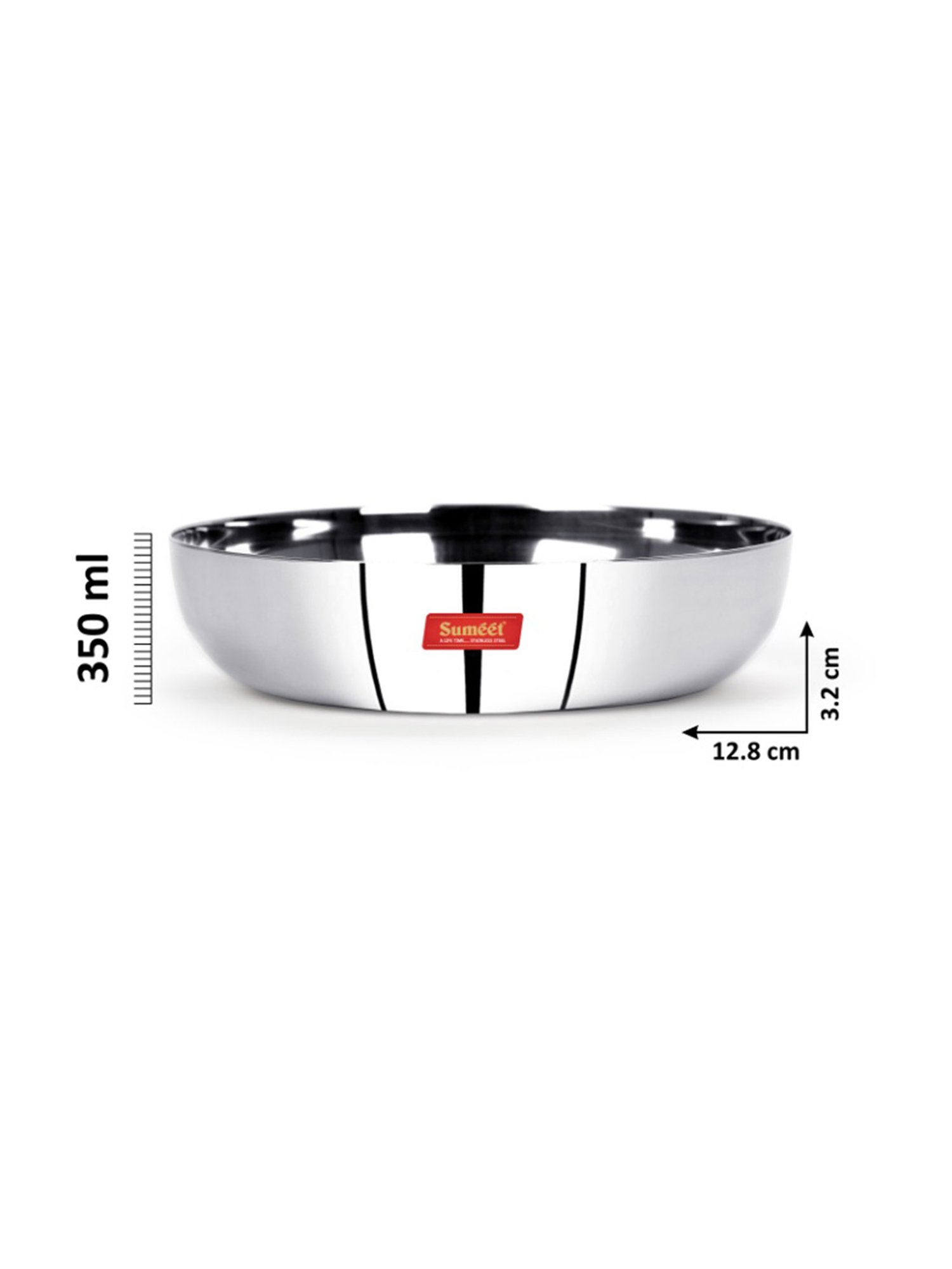 Sumeet S.S. Apple Shape Heavy Gauge Small Dessert Plates with Mirror Finish -12.8Cm Dia-Set of 12 Pc