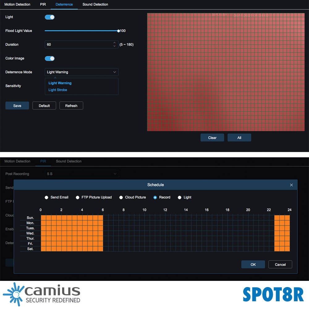 Camius Spot8R 4K PoE Spotlight Security Camera, 1-Way Audio - built-in mic, Micro SD slot, night vision, RTSP, P2P, Browser, PC, Mac, Mobile view, PIR, Sound, Face, Vehicle Smart Detection
