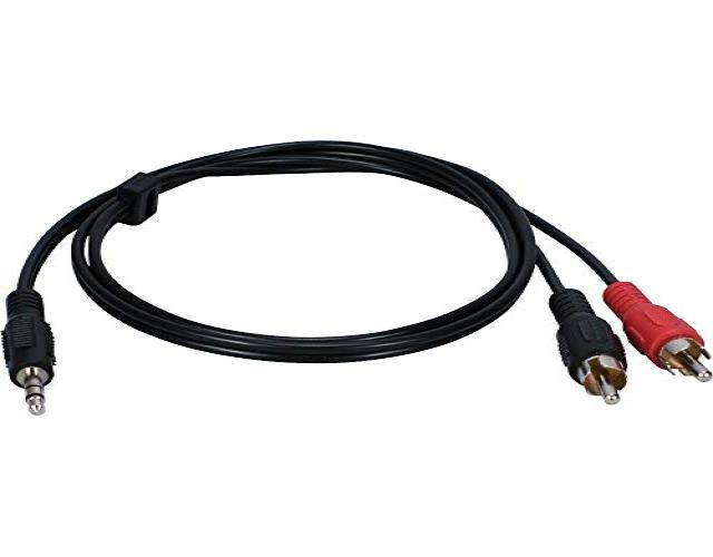 QVS CC399-06 6 ft., 3.5 mm. Mini-Stereo Male to Dual-RCA Male Speaker Cable