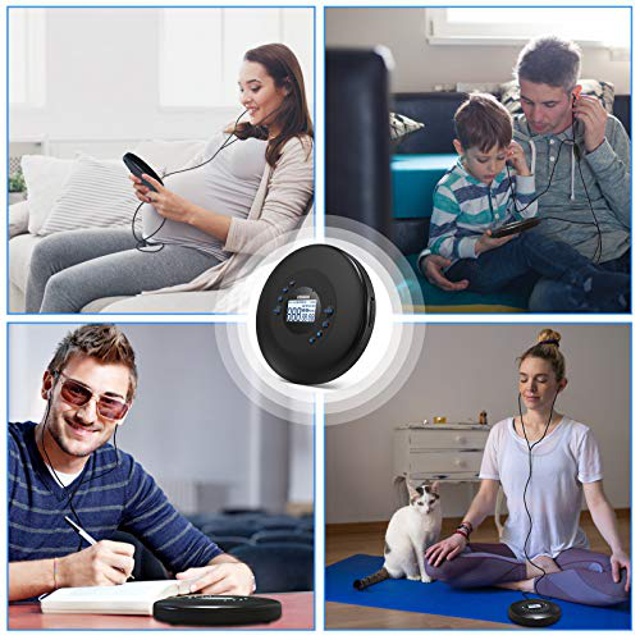 Portable CD Player with Headphones, Anti-Skip CD Players for Home Rechargeable with LCD Display, CD Player portable for car with 3.5mm AUX Cable, Anti-Shock Lightweight CD Player Sports with Carry Bag