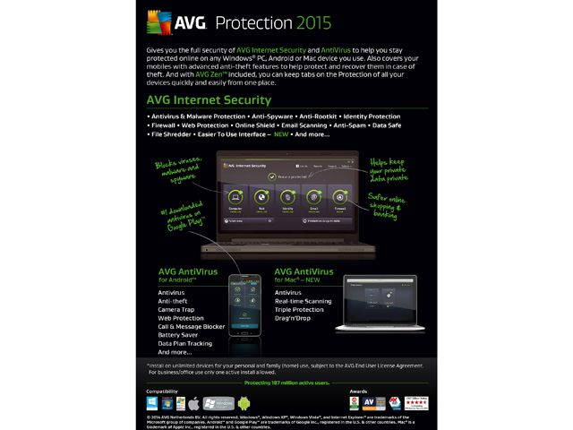 AVG Protection 2015 - Unlimited Devices / 1 Year (Internet Security)