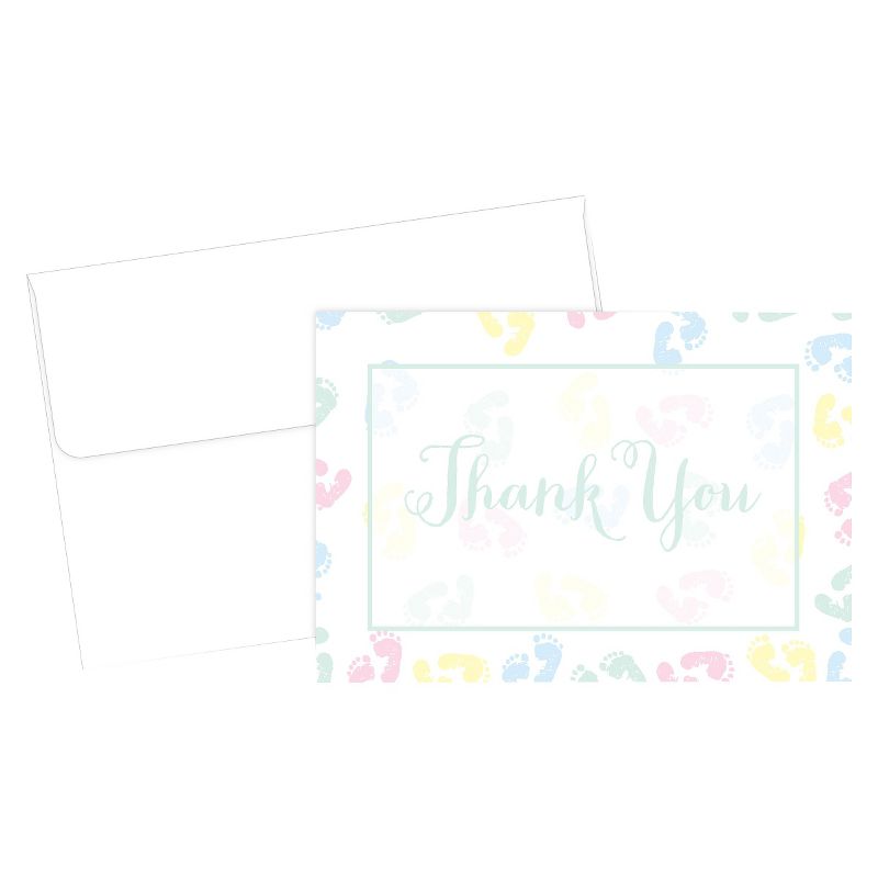 Baby Feet Border Themed Baby Shower Thank You Cards (24ct)
