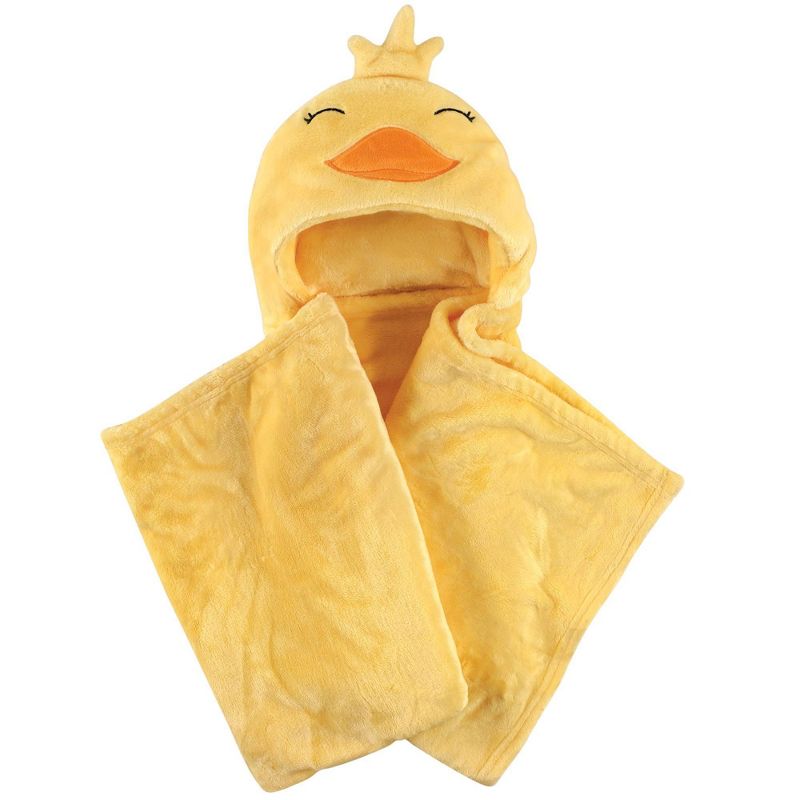 Hudson Baby Unisex Baby and Toddler Hooded Animal Face Plush Blanket - Yellow Duck One Size