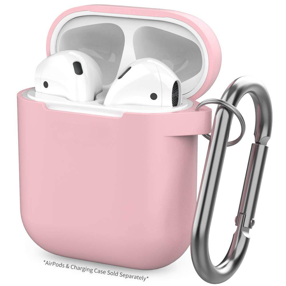 Case Cover for Airpods, Portable Shockproof Soft Silicone Protective Skin with Keychain Compatible with Apple AirPods 2 & 1, Premium Waterproof Airpods Accessories for AirPods Charging Case