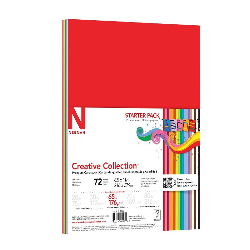 Premium Cardstock Starter Pack 72 Sheets 8.5" x 11" - Neenah Creative Collection