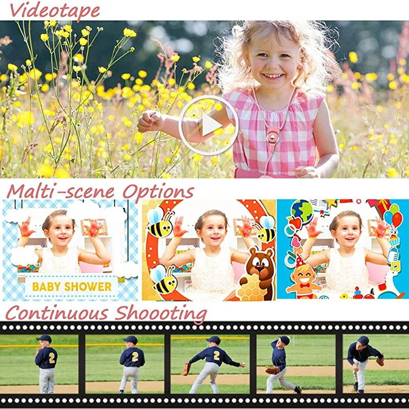 Digital Camera Mini Child Cartoon Shockproof Silicone Rechargeable Video Record Camcorder for Boys Birthday, New Year, Christmas Xmas, Anniversary Present, Light Blue (8GB TF Card Included)