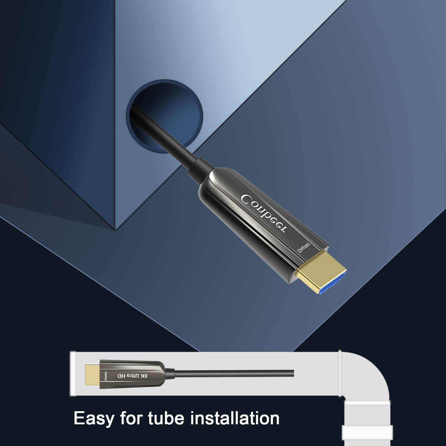 Fiber Optic HDMI CableConbeer 8K HDMI 2.1 High Speed 48Gbps 8K@60Hz 4K@120Hz Dynamic HDR 10 eARC HDCP2.2 4:4:4 Audio Cable for in-Wall Installation-10M/30FT