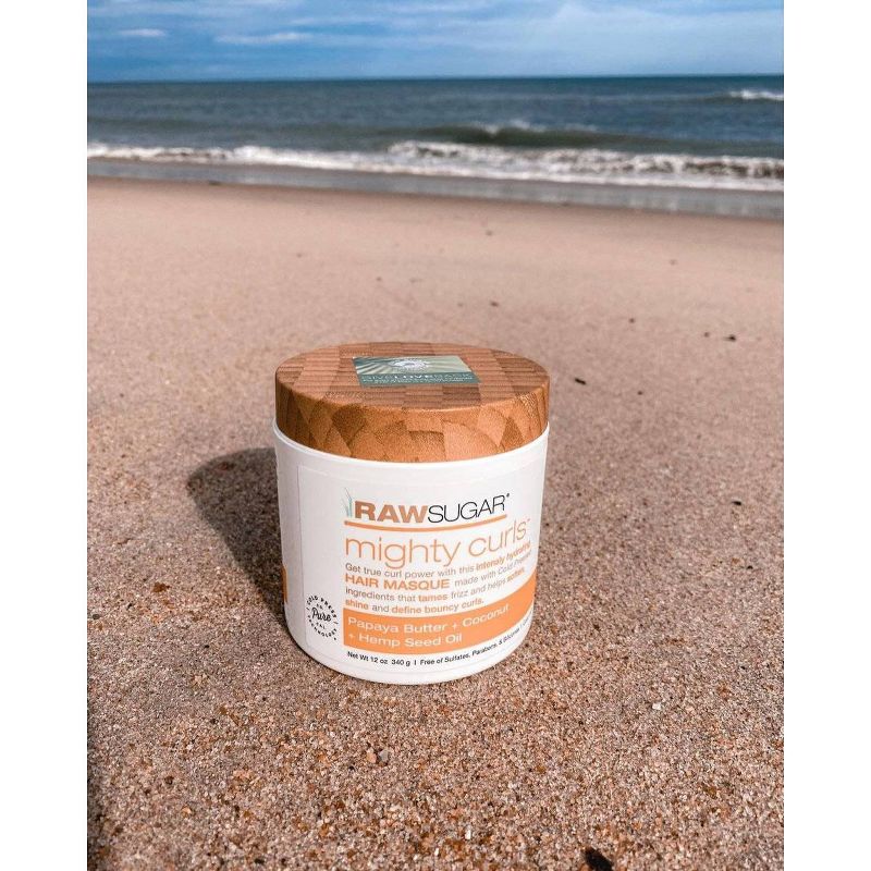 Raw Sugar Hair Masque Mighty Curls Papaya Butter + Coconut Oil + Hemp Seed Oil - 12oz